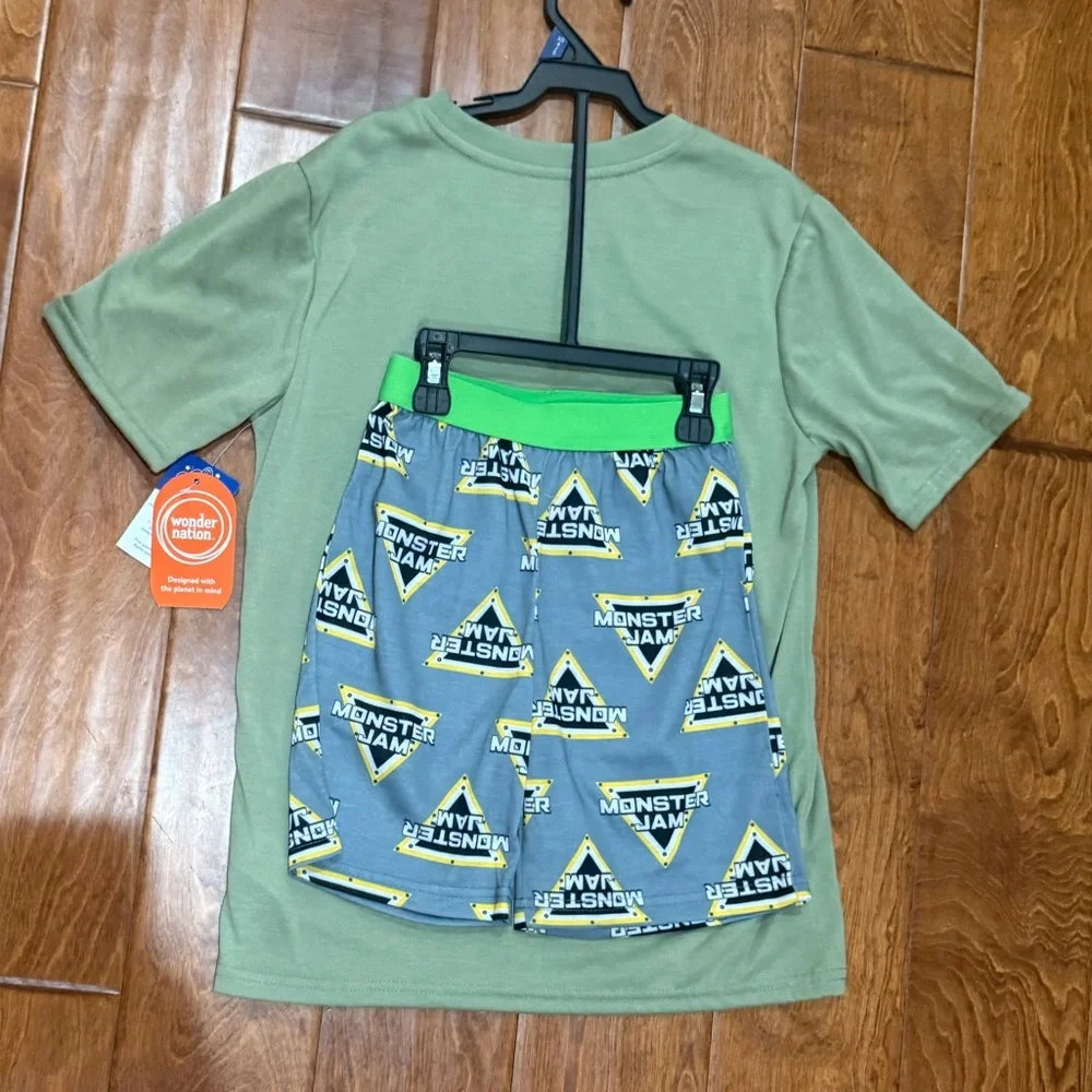 NWT Size XS (4-5) Wonder Nation Green Weekend Wanderer Pajama Set